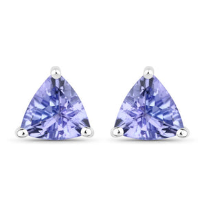 Tanzanite Trillion Cut Stud Earrings